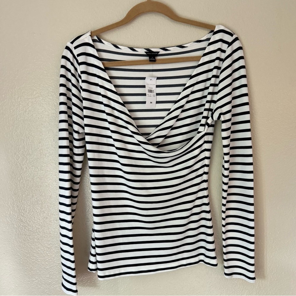 ❇️ANN TAYLOR Navy and White Striped Women's Top 2 for $22 ❇️